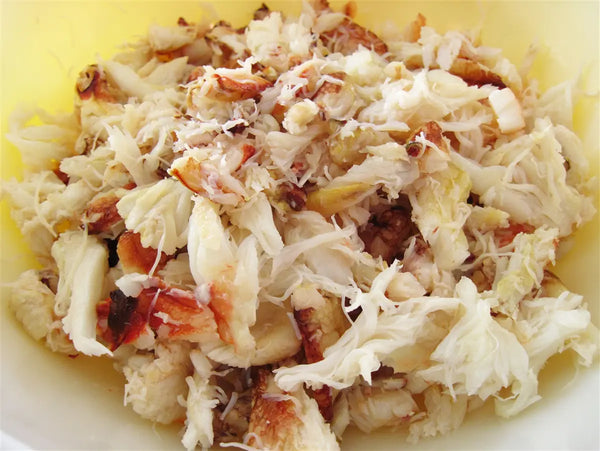 Dungeness crab meat on plate