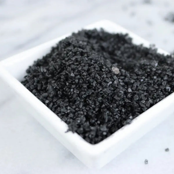 gulf islands black charcoal sea salt in a bowl